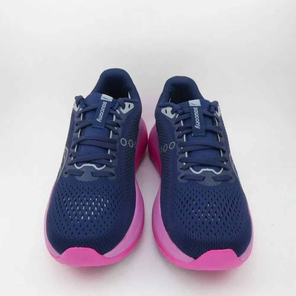 Saucony Women's 10 Endorphin Trainer running shoe in the Navy/Fuchsia Colorway.